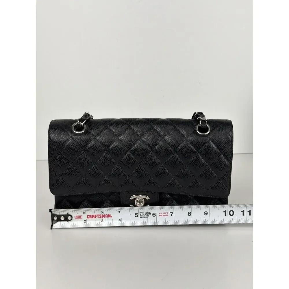 Chanel Classic Double Flap Shoulder Bag Medium in Black Caviar Leather 2012 D-04